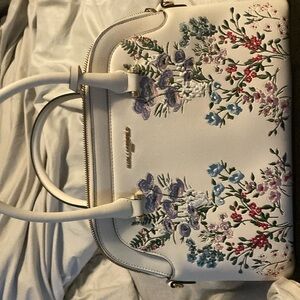 Karl lagerfeld white embroidery domed satchel